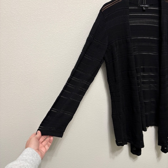 41 Hawthorn Variegated Pointelle Stitch Open Cardigan - Black, XL - Picture 3 of 7